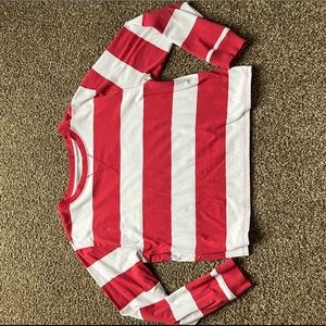 Womens medium SO, red and white long sleeve